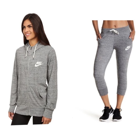 Nike Pants - NIKE Gray Jacket & Crop Joggers Set
